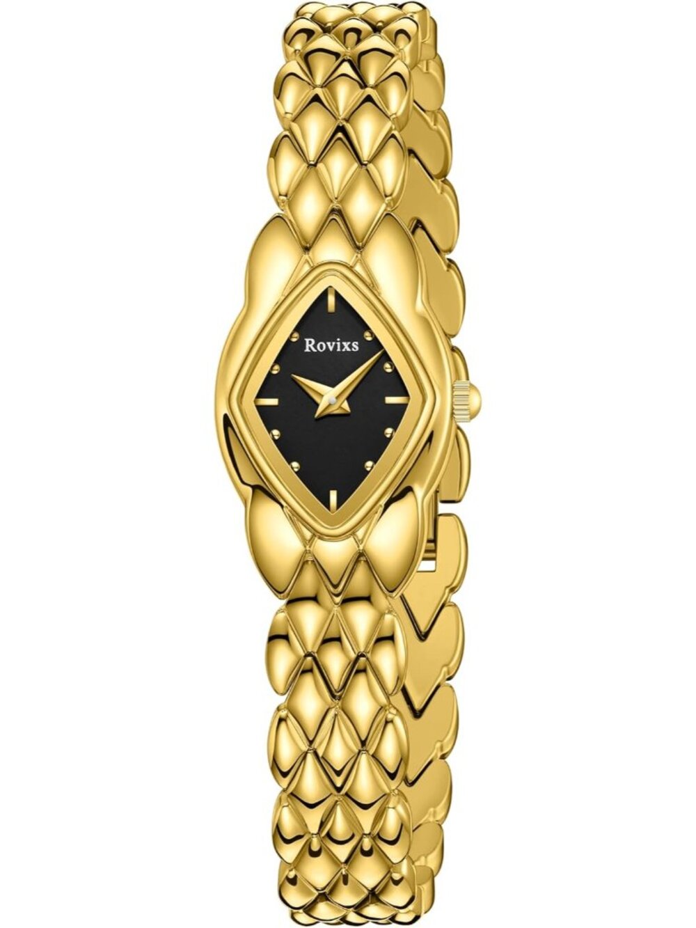 Women's Black Gold Petite Vintage Luxury Japanese Movement Retro Dress Watch